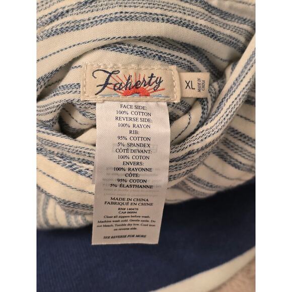 Faherty Reversible Mandalay Bomber Jacket Women’s XL Blue Tan Soft Cotton EUC - Picture 10 of 11